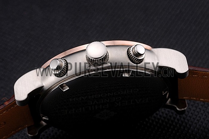 Patek Phillipe Grand Complications Hobnail Bezel Roman Numerals Brown Leather Strap