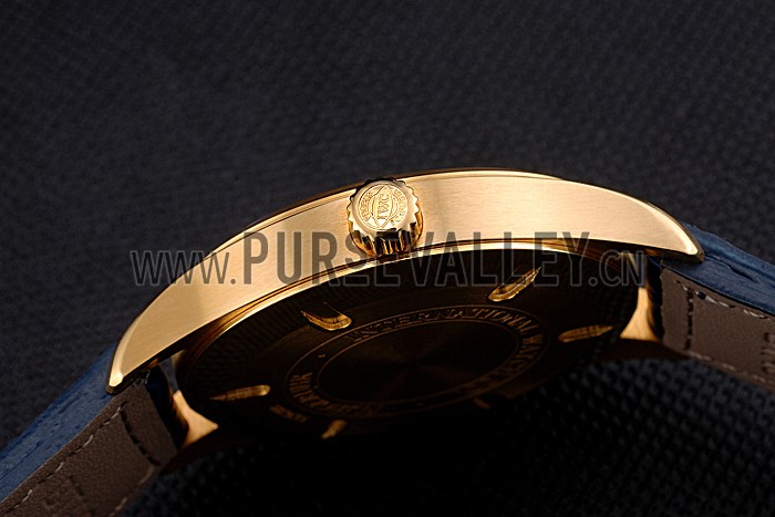 IWC Mark XVll Blue Dial Gold Stainless Steel Case Blue Leather Strap