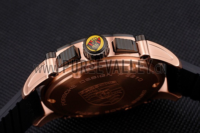 Porsche Design Indicator White Dial Gold Case Black Rubber Strap