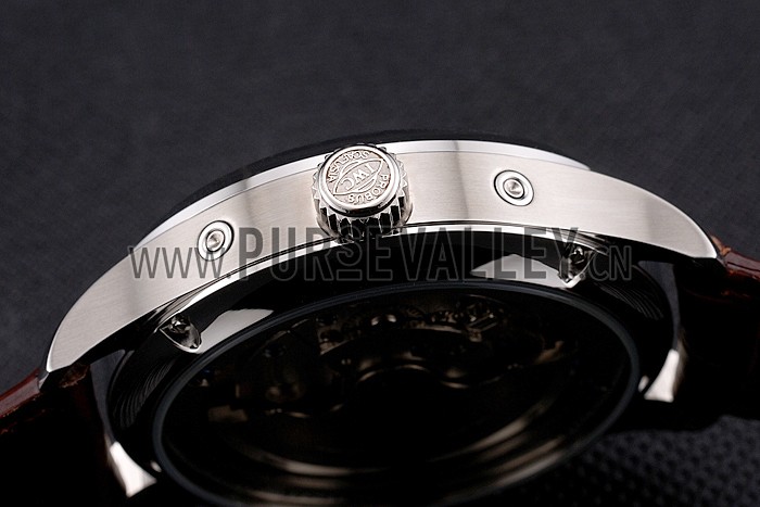 IWC Portofino Tourbillon White Dial Stainless Steel Case Brown Leather Strap