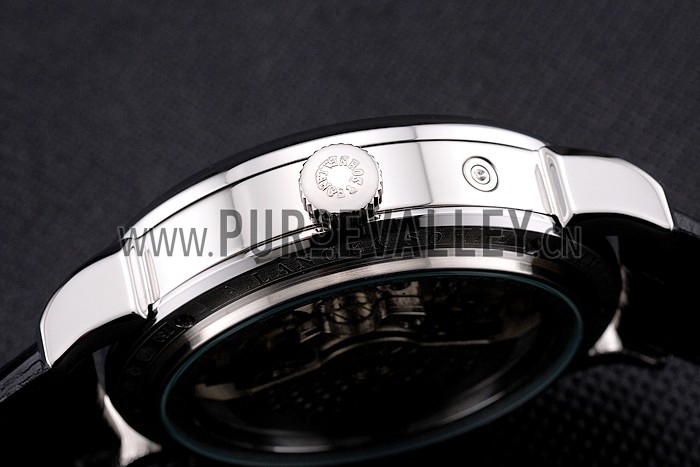 A. Lange & Sohne Grand Lange 1 Moon Phase Black Dial Stainless Steel Case Black Leather Strap