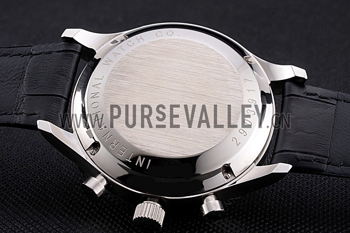 Swiss IWC Portugieser Power Reserve White Dial Stainless Steel Case Black Leather Strap