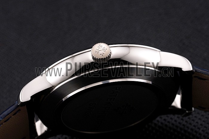 Patek Philippe Calatrava Date Blue Dial Stainless Steel Case Blue Leather Strap