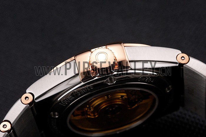 Swiss Omega Constellation White Dial Stainless Steel Case Rose Gold Bezel Two Tone Bracelet
