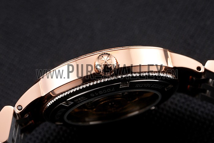 Swiss Vacheron Constantin Traditionnelle White Dial Diamond Bezel Rose Gold Case Two Tone Bracelet