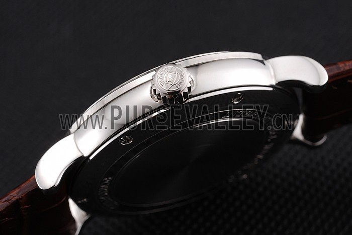 IWC Portofino Silver Dial Stainless Steel Case Diamonds Bezel Brown Leather Strap