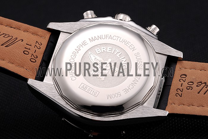 Breitling Chronomat Frecce Tricolori Black Dial Stainless Steel Case Black Leather Strap