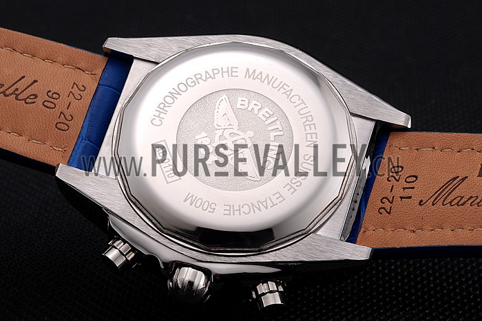 Breitling Chronomat Frecce Tricolori Blue Dial Stainless Steel Case Blue Leather Strap