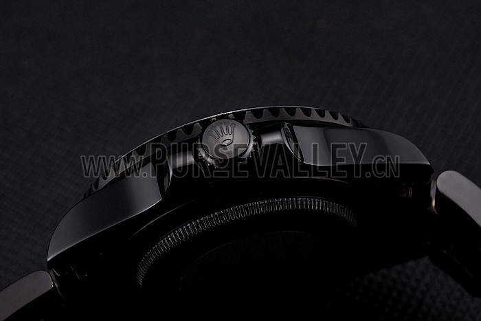 Swiss Rolex GMT Master II Black Dial Blue And Black Bezel Black PVD Case And Bracelet