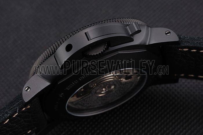 Panerai Luminor Submersible Black Dial Black Case Black Leather Strap