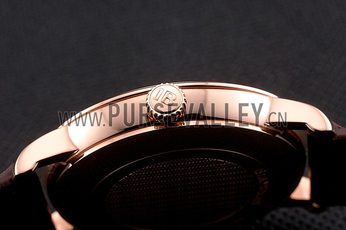 Blancpain Villeret Ultra Slim White Groved Dial Gold Numerals Rose Gold Case Brown Leather Strap