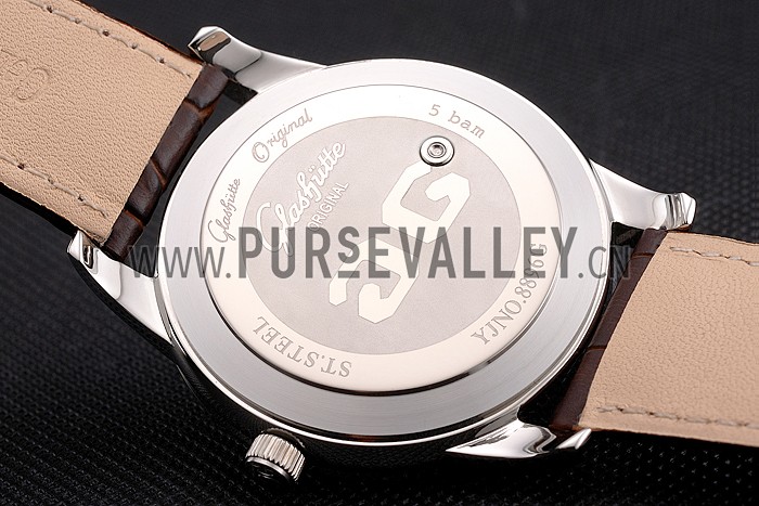 Glashutte Original Brown Dial Stainless Steel Case Brown Leather Strap