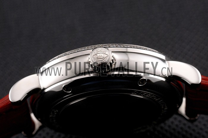 IWC Portofino Day And Night White Dial Stainless Steel Case Red Leather Strap