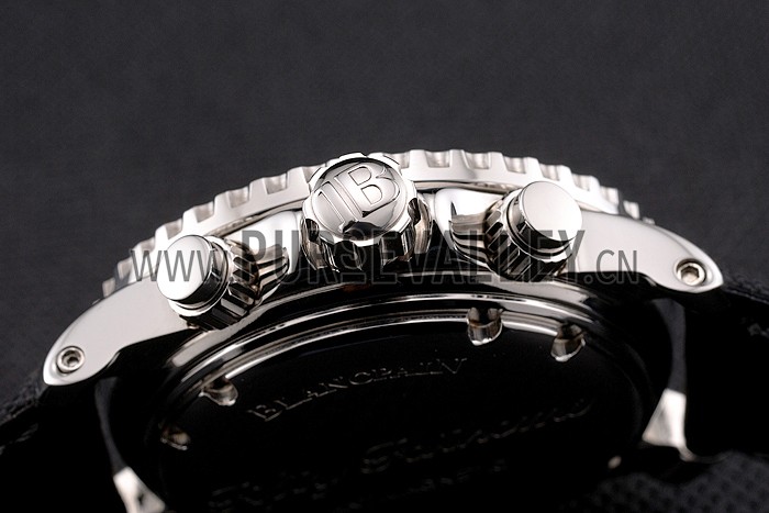 Swiss Blancpain Fifty Fathoms Flyback Chronograph Black Dial Black Bezel Stainless Steel Case Black Canvas Strap