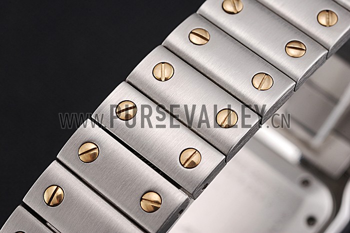 Swiss Cartier Santos De Cartier Galbeee Yellow Gold and Steel Case Steel Bracelet Small 622644