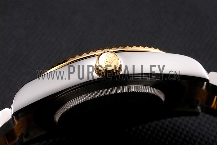 Swiss Rolex Datejust White Dial Gold Bezel Stainless Steel Case Two Tone Bracelet