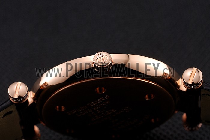 Franck Muller Double Mistery 4 Saisons Black Dial Rose Gold Case Black Leather Strap