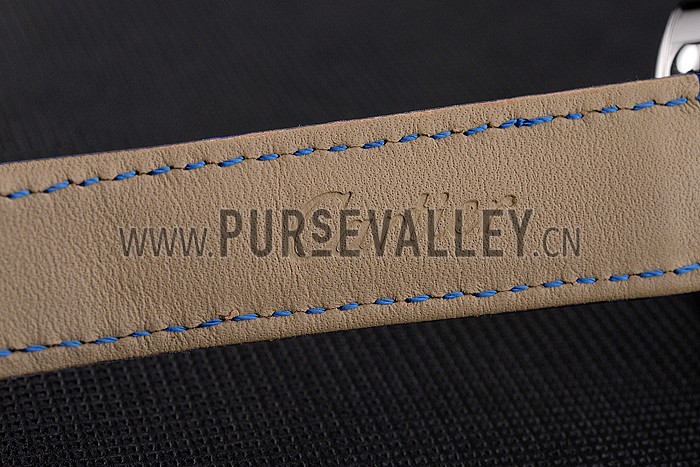 Cartier Ronde White Dial Diamond Hour Marks Stainless Steel Case Blue Leather Strap