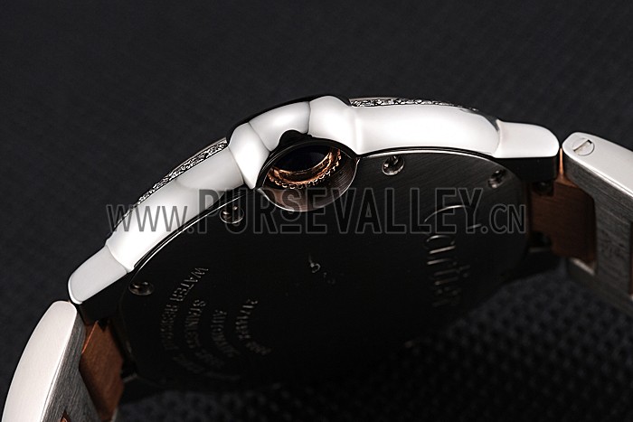 Swiss Ballon Blue De Cartier Diamond Steel Case White Dial Roman Numerals Two Tone Bracelet 622647