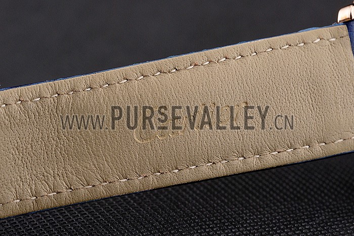 Cartier Ronde Solo White Dial Diamond Bezel Rose Gold Case Blue Leather Strap