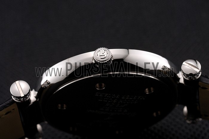 Franck Muller Double Mistery Ronde Black Dial Stainless Steel Case Black Leather Strap