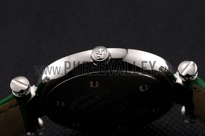 Franck Muller Double Mistery Ronde White Dial Stainless Steel Case Green Leather Strap