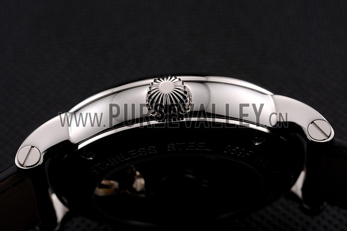 Patek Philippe Grand Complications Moonphase Perpetual Calendar Tourbillon Black Dial Stainless Steel Case Black Leather Strap