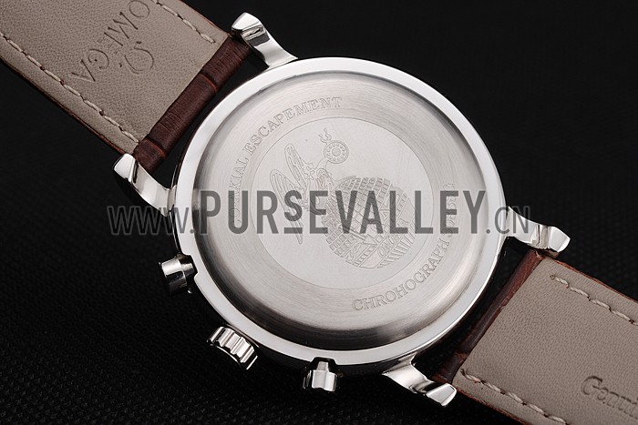 Omega Seamaster Vintage Chronograph White Dial Stainless Steel Case Brown Leather Strap