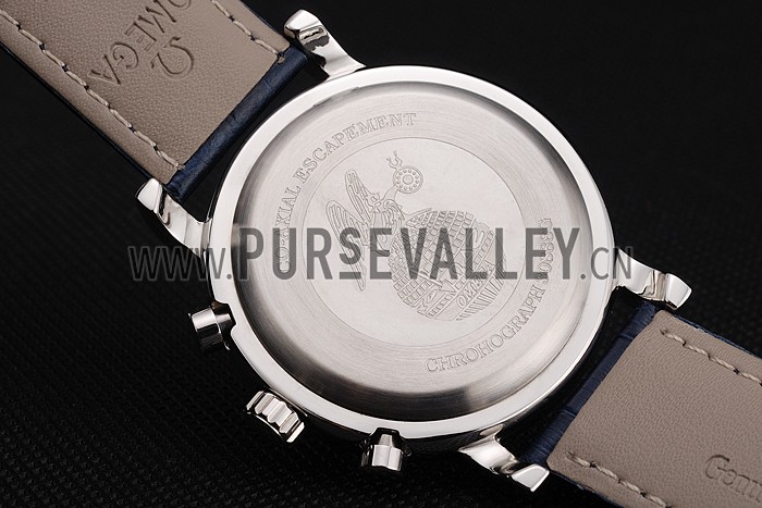 Omega Seamaster Vintage Chronograph Blue Dial Stainless Steel Case Blue Leather Strap