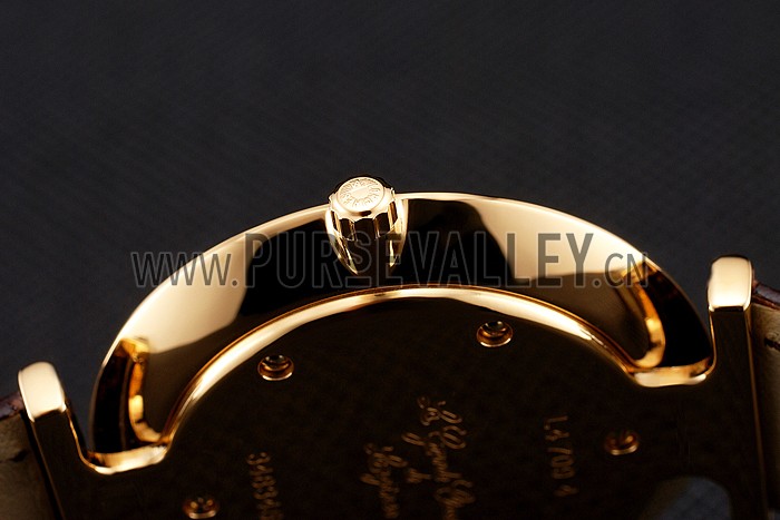 Swiss Longines Grande Classique White Dial Gold Case Brown Leather Strap