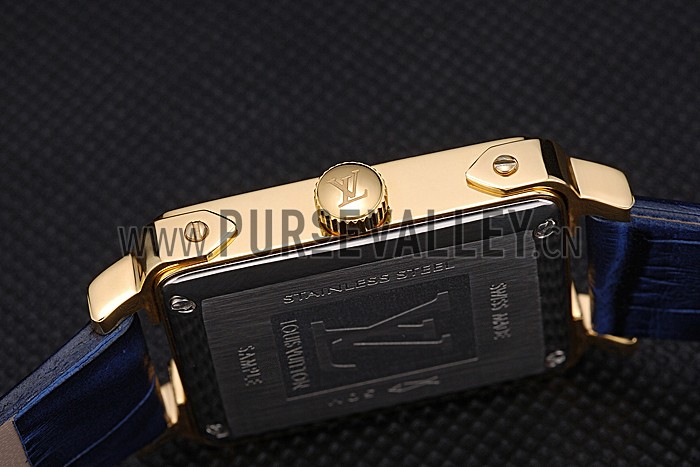 Louis Vuitton Emprise Blue Dial Gold Case Blue Leather Strap 622788