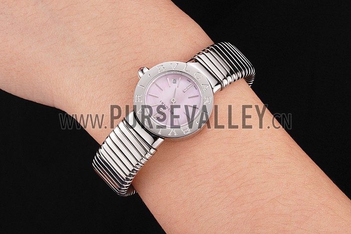Bvlgari Bvlgari Light Pink Dial Stainless Steel Case And Tubogas Bracelet