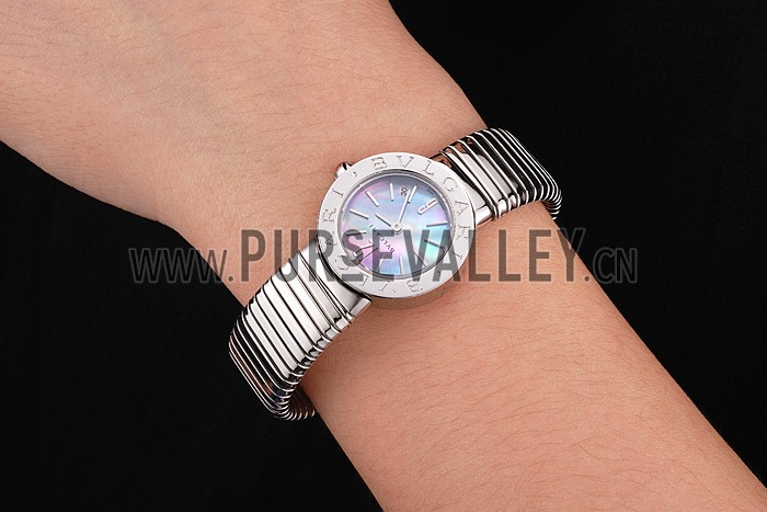 Bvlgari Bvlgari Pearl Dial Stainless Steel Case And Tubogas Bracelet