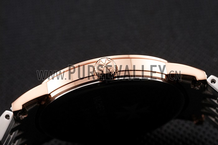 Vacheron Constantin Fine Black Dial Rose Gold Case Two Tone Bracelet