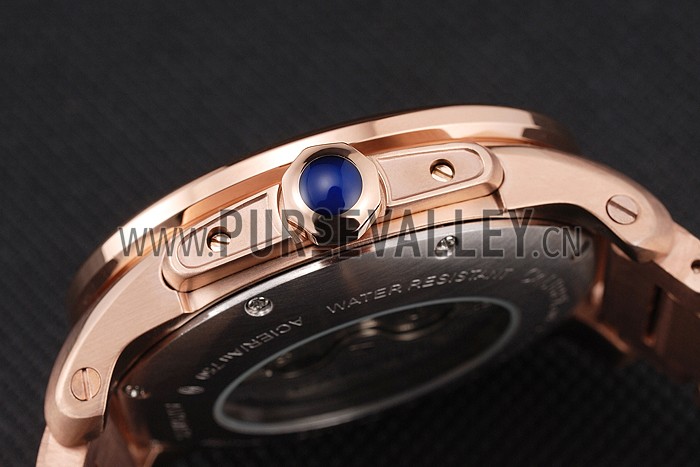 Cartier Calibre De Cartier Small Seconds Black And White Dial Rose Gold Case And Bracelet