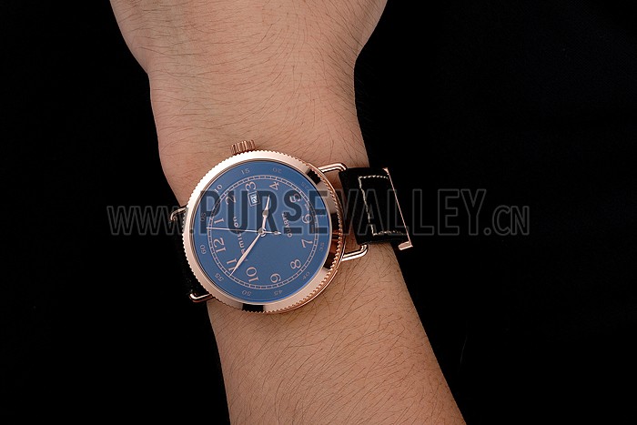 Hamilton Navy Pioneer Black Dial Rose Gold Case Black Leather Strap