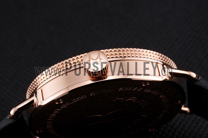 Hamilton Navy Pioneer Small Second Black Dial Rose Gold Case Black Leather Strap