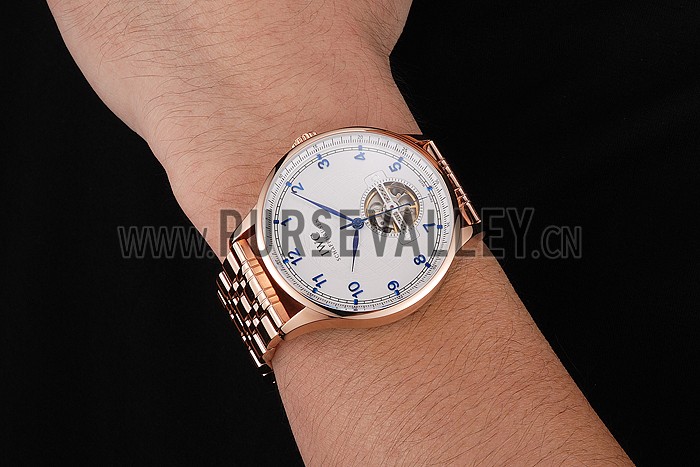 IWC Portugieser Tourbillon White Dial Blue Numerals Rose Gold Case And Bracelet