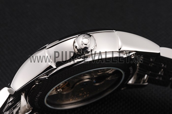 Omega De Ville Moonphase Tourbillon White Dial Stainless Steel Case Two Tone Steel Rose Gold Bracelet