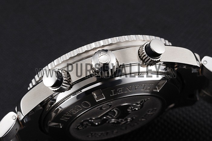 Swiss Omega Seamaster Chronograph Black Dial Black Bezel Stainless Steel Case And Bracelet