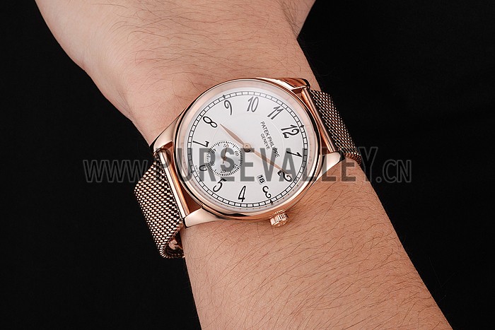 Patek Philippe Calatrava Small Seconds White Dial Rose Gold Case And Bracelet