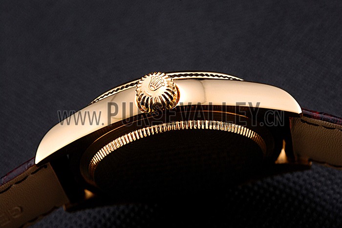 Rolex Cellini White Dial Gold Case Brown Leather Strap 622833