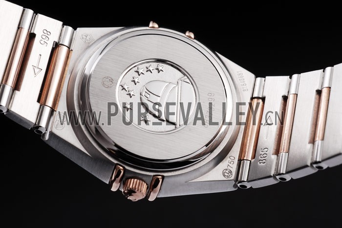 Omega Swiss Constellation Jewelry Rose Gold Case Black Dial 98114