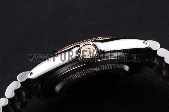 Tudor Swiss Classic Prince Date Stainless Steel Case Rose Gold Ribbed Bezel Gold Dial