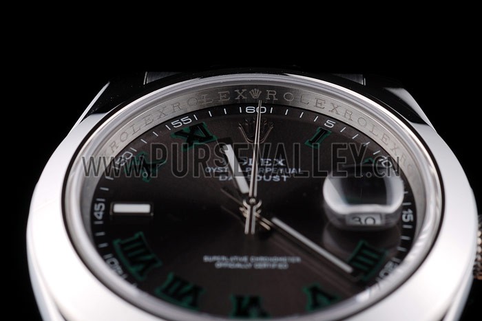 Rolex Swiss DateJust Polished Stainless Steel Bezel Grey Dial 42000