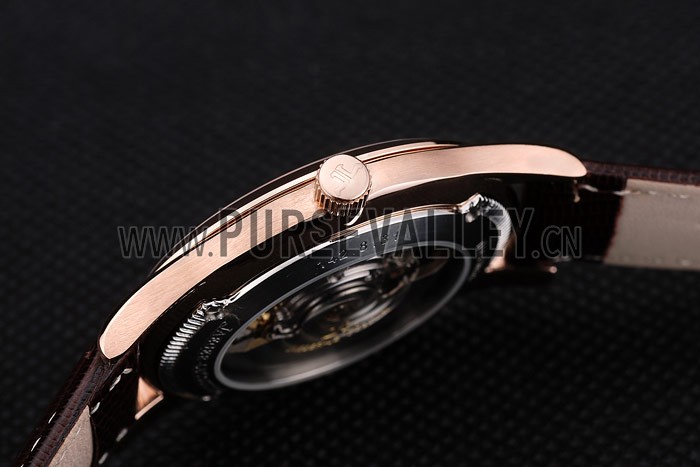 Jaeger Le Coultre Swiss Master Control Rose Gold Bezel Brown Leather Strap 7590
