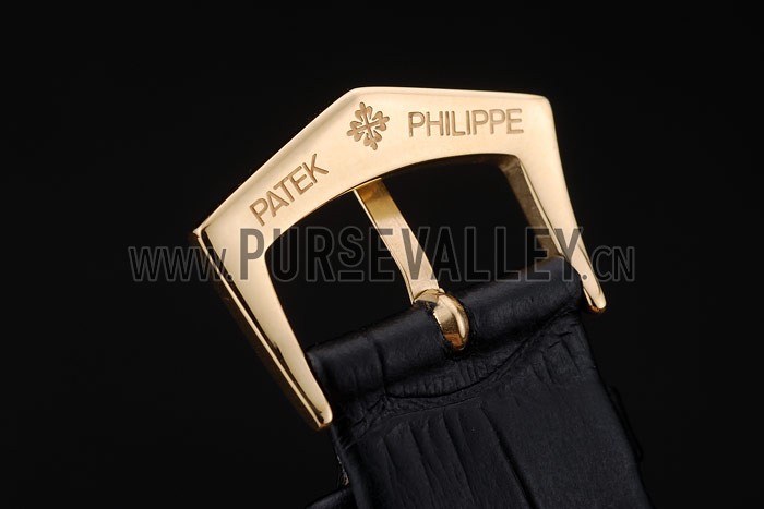 Patek Philippe Swiss Calatrava Ribbed Bezel White Dial Black Leather Strap 7639