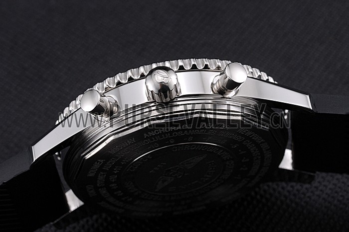 Breitling Certifie Black Rubber Strap Black Dial Chronograph 80182