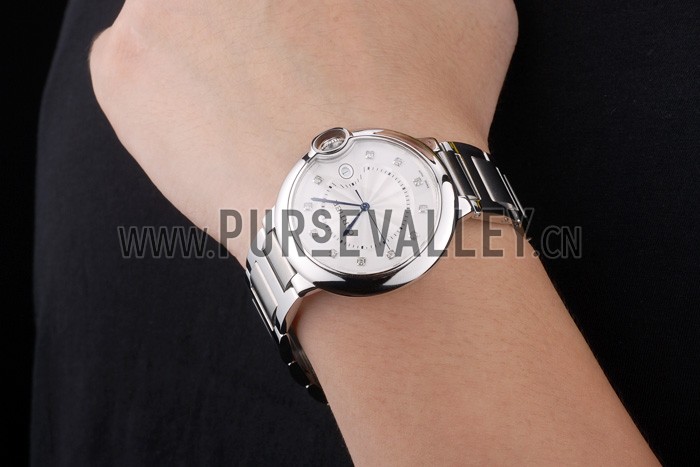 Cartier Ballon Bleu 42mm White Dial Stainless Steel Case Two Tone Silver Bracelet