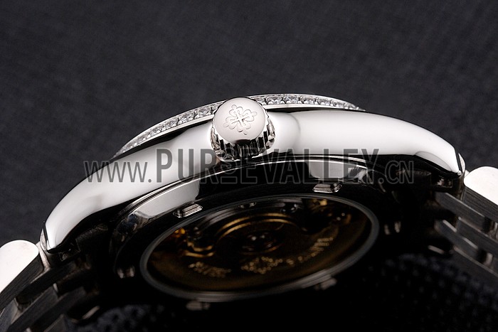 Swiss Patek Philippe Calatrava White Dial Diamond Bezel Stainless Steel Case And Bracelet